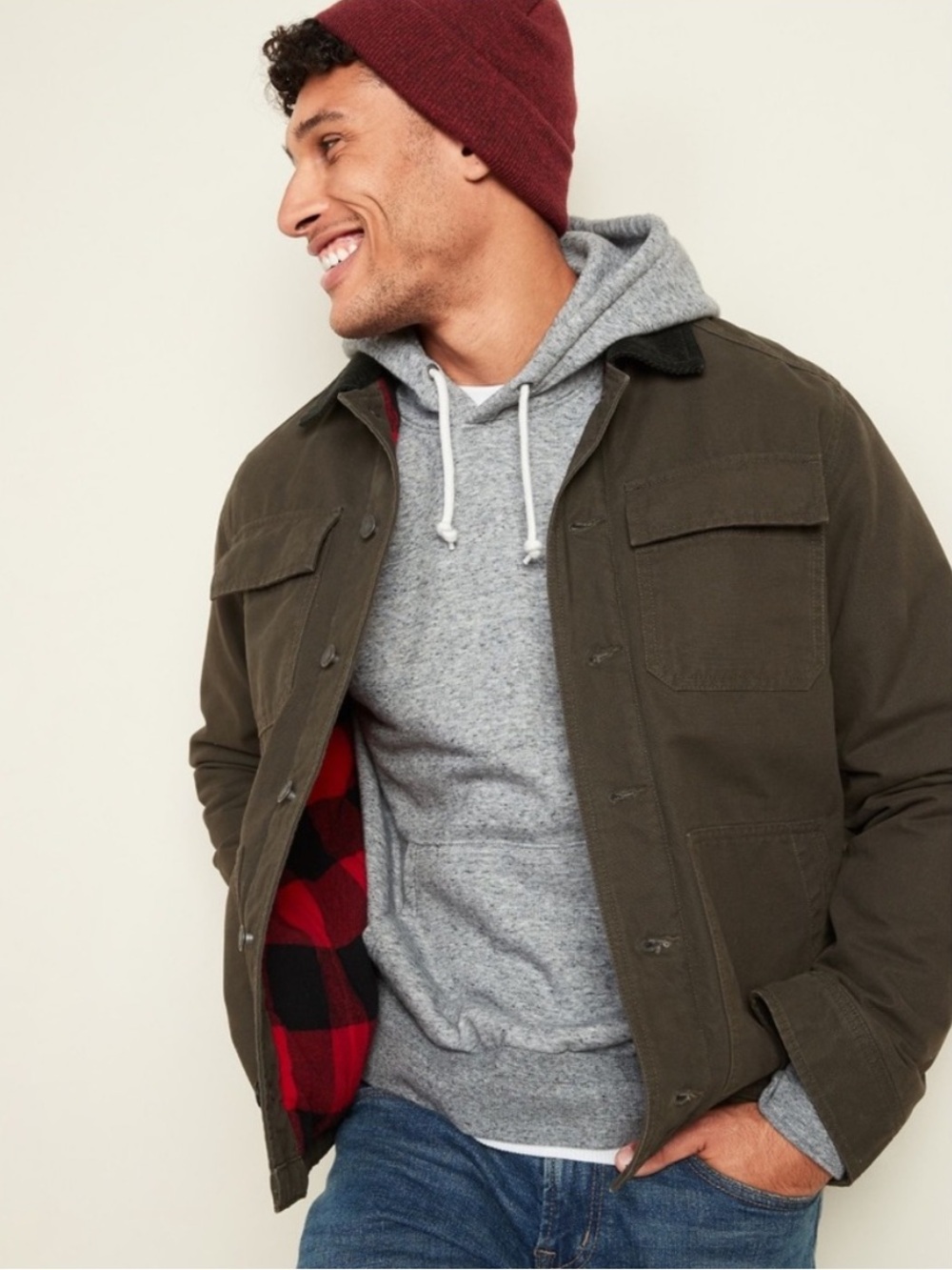 Old Navy Canvas Flannel-Lined Workwear Shirt Jacket